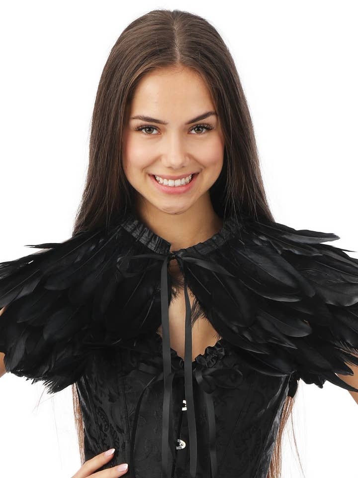 Mantello gotico in piume - nero per la vendita all'ingrosso da parte di P'tit Clown