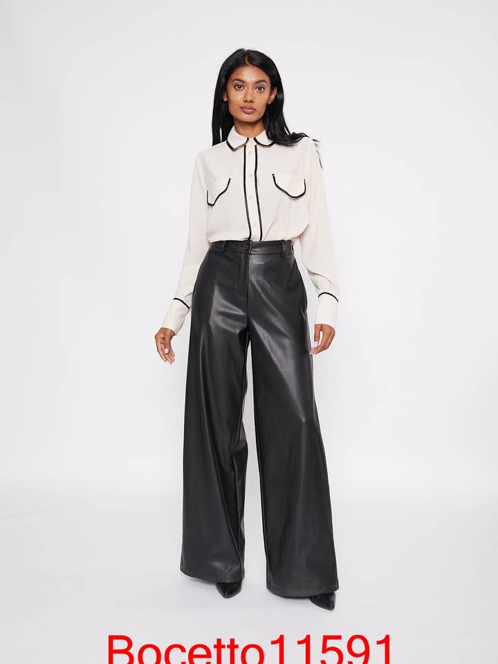 Palazzo Eco-leather Pants for wholesale by Bocetto
