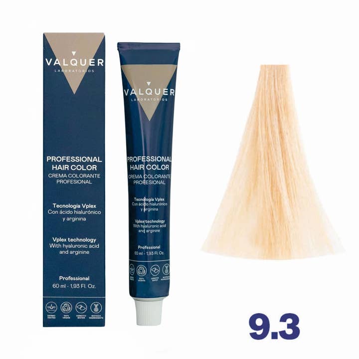 Vplex Farvecreme 9.3 Meget Lys Gylden Blond - 60 ml for engroshandel hos Valquer Laboratorios
