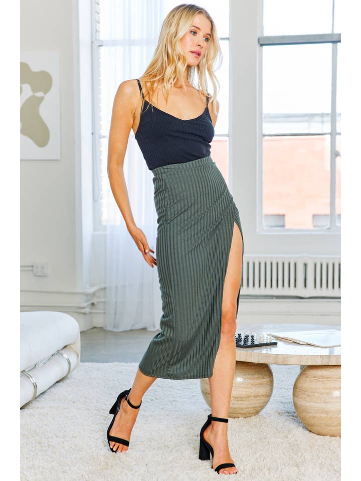 FSL Apparel - Wholesale Skirt - Women's - SS8032 - RIBBED WARP MIDI SEXY SKIRT6