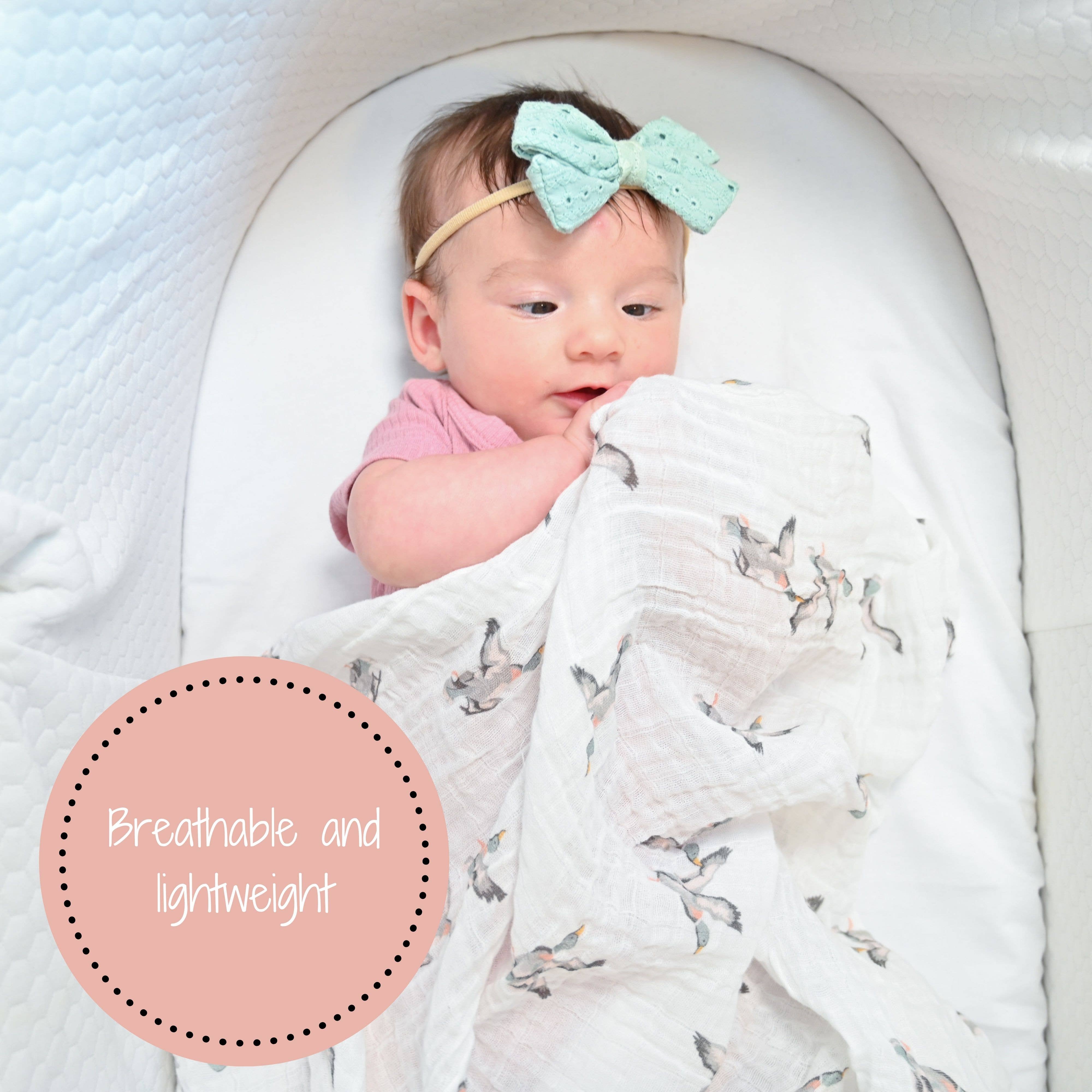 LollyBanks – wholesale Lindning - Baby – Quackin'up babyfilt i muslintyg av bomull för insvepning1