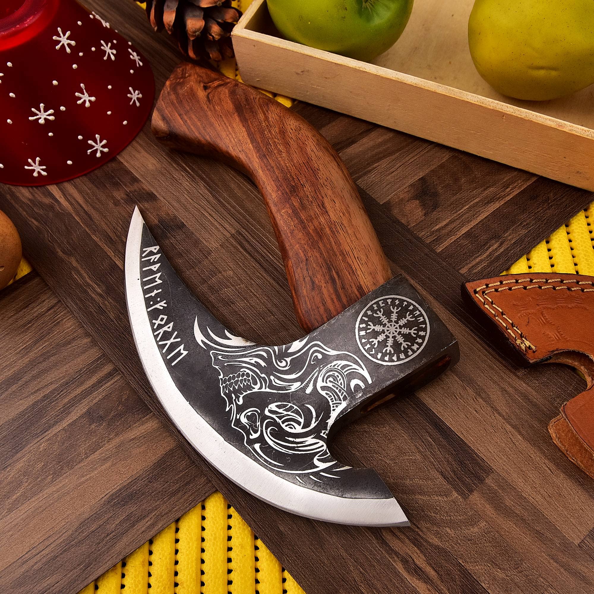 MODERN KITCHEN TOOL WOMAN AXE CUSTOM HANDMADE CARBON STEEL VIKING PIZZA  CUTTER