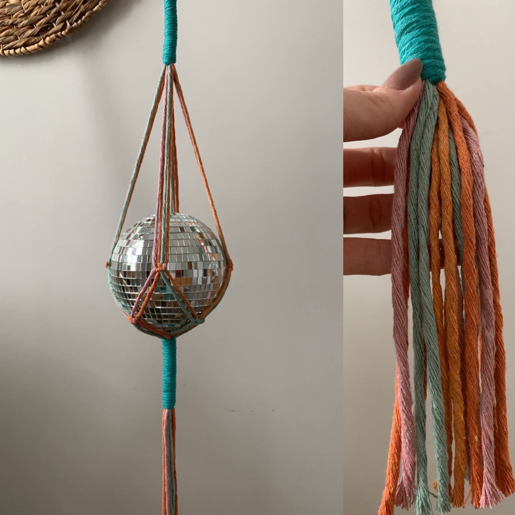 Rosie the Wanderer, Handmade Macramé - Wholesale Mobile - Macrame Disco Ball Hanger - choice of color2