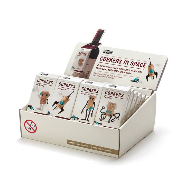 Gift For Wine Lovers | Corkers Space Pop Display of 24 for wholesale by Monkey Business Europe