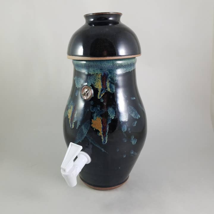 Vinegar Crock In Midnight Garden for wholesale by Clay Coyote