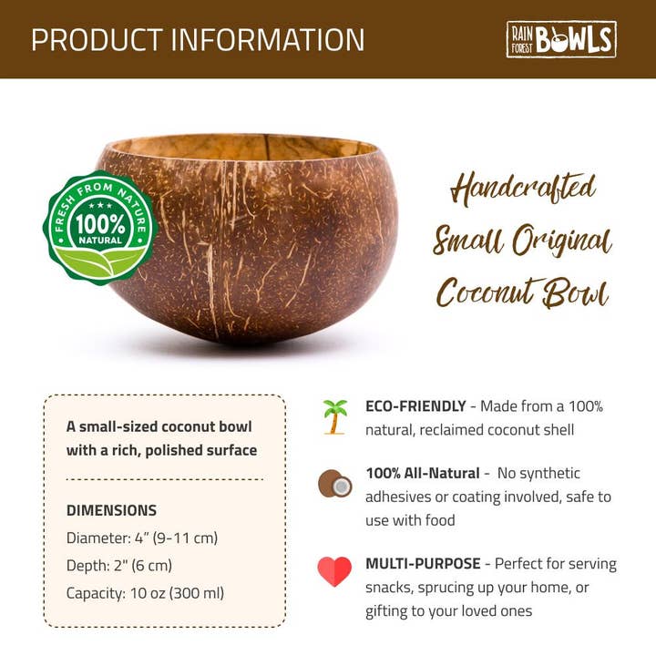 Rainforest Bowls - Wholesale Bowl - Small Original Coconut Bowl5