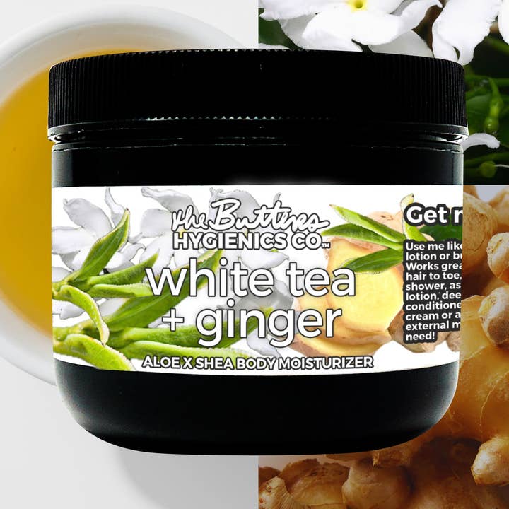 Thé Blanc + Gingembre #75 "Concentration & Courage" - Hydratant Corporel Aloe X Karité *Parfum de l'Année 2026* pour la vente par The Butters Hygienics Co.