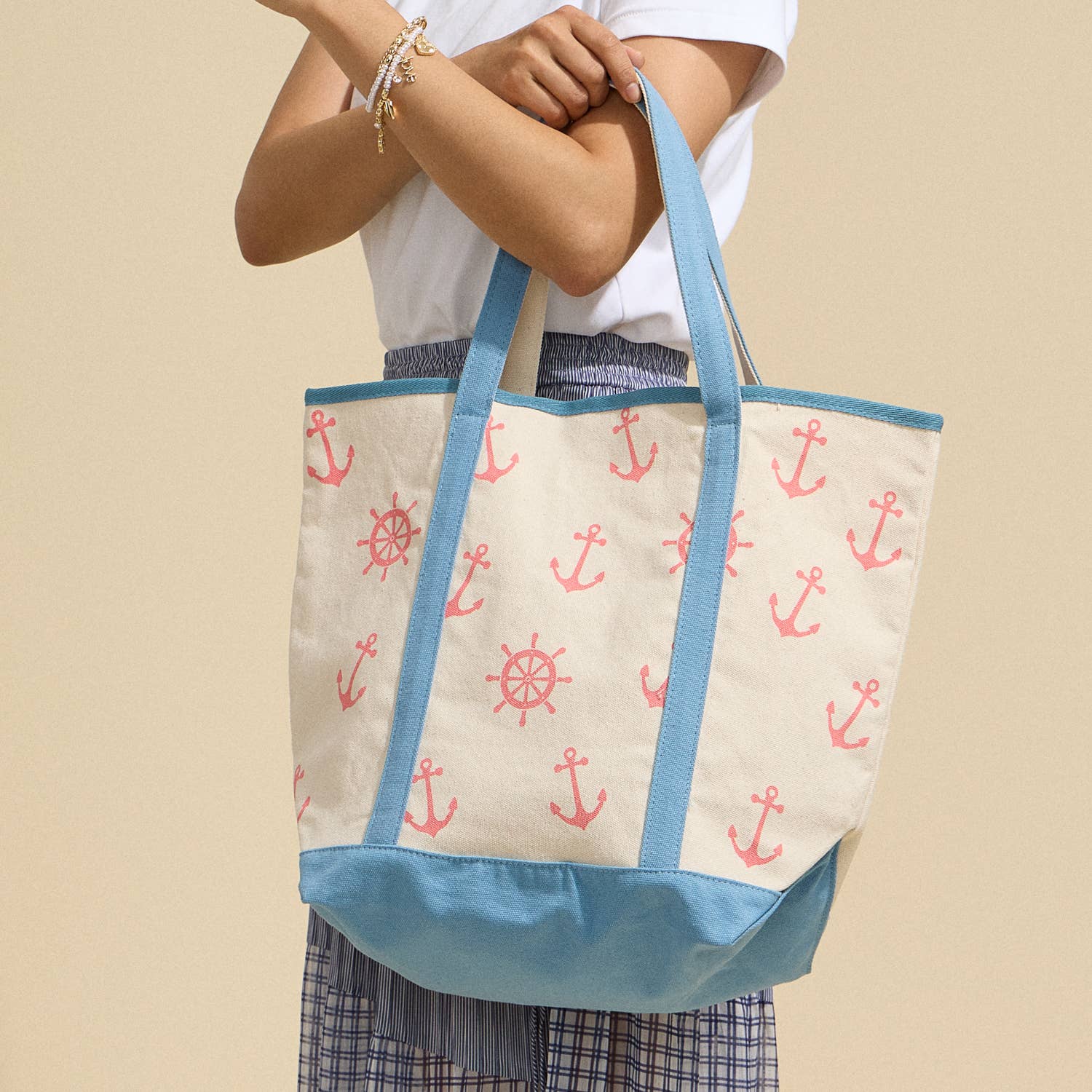 Lilla Haven - Wholesale Tote Bag - Women's - Large Size Nautical Theme Print Everywhere-Carry Canvas Tote - Beach Bag9