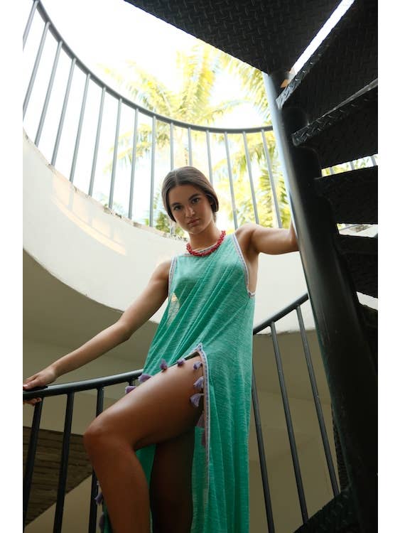 pītusa - Wholesale Dress - Women's - Tassel Slit Dress