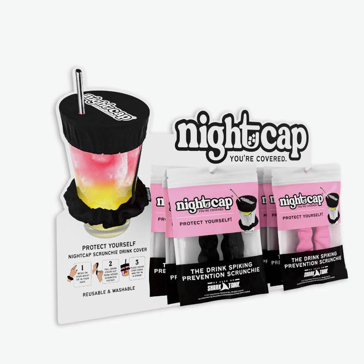 NightCap - Vente Décorations pour boisson - NightCap Scrunchie Couvre-Boisson - Prévention du Drogage de Boissons2