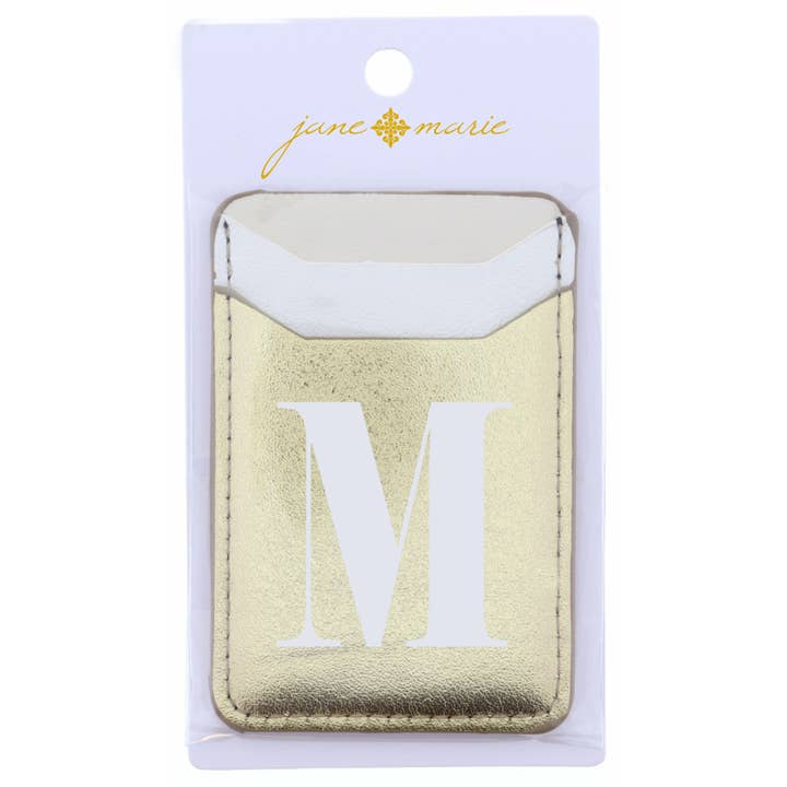 Cream, White, and Gold with Initial M Phone Wallet for wholesale by Jane Marie