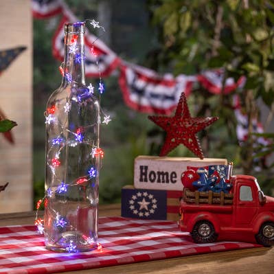 The Gerson Companies - Wholesale String Lights - Gerson Patriotic Acrylic Star Light String. -- Total of 20 R0