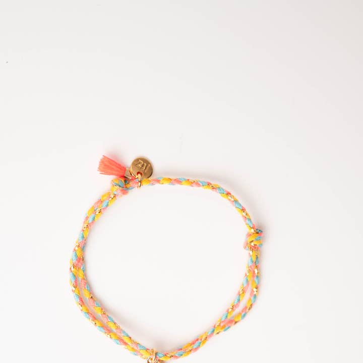 Fuchsia hjertestrikket armbånd for engroshandel hos Le Petit Lien de Paris