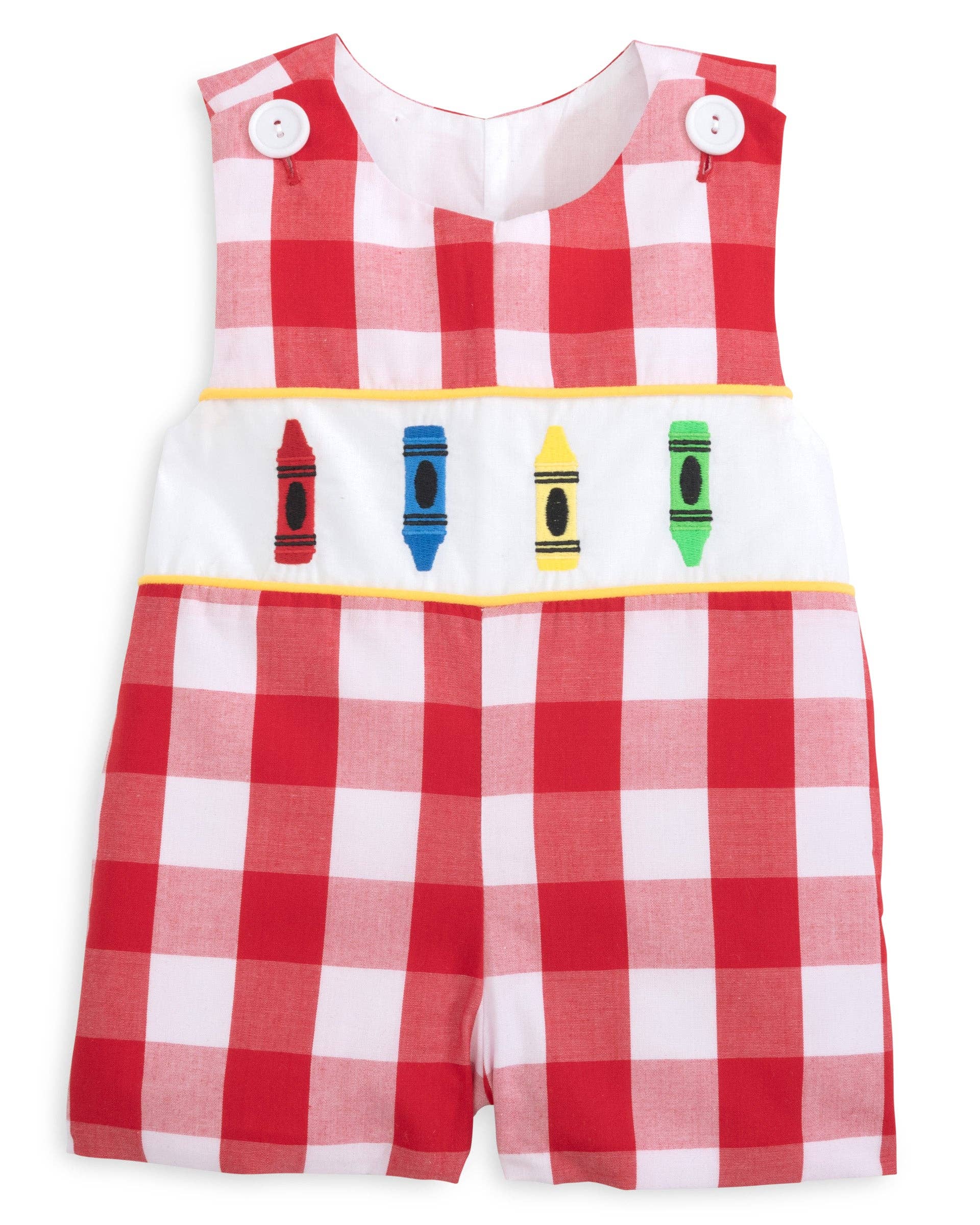 Posh Pickle - Wholesale Jumpsuit - Baby - Scribble Red Gingham Crayon Embroidery Jonjon5