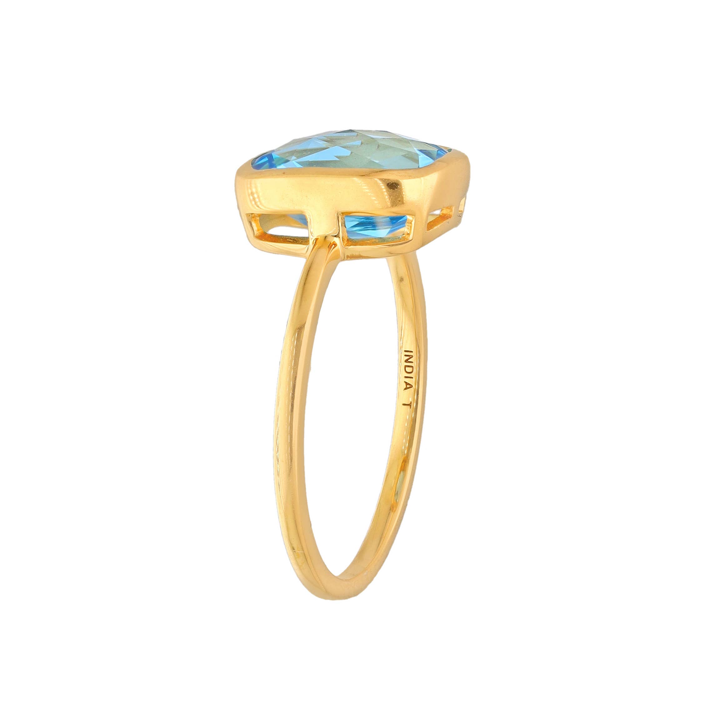 Tiramisu - Wholesale Single Stone/Solitaire Ring - Gold Plated 925 Silver Azure Embrace London blue Topaz Ring3