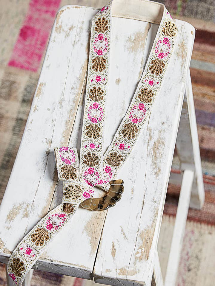 Embroidered Floral Boho Buckle Belt for wholesale by Pol Clothing