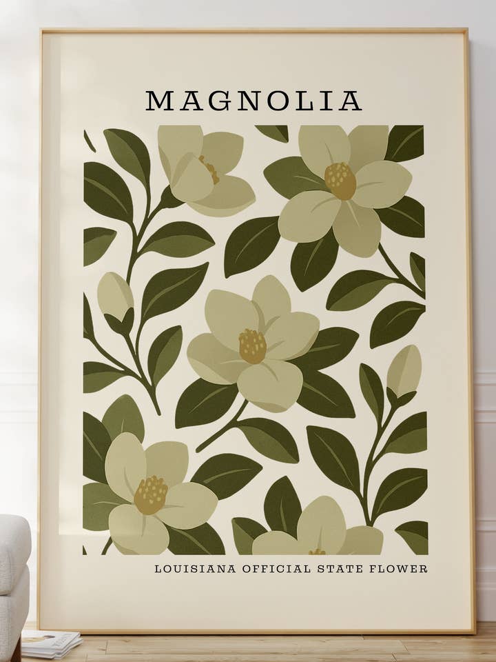 Louisiana State Flower Art Print – Magnolia for wholesale by The FlatFile Society