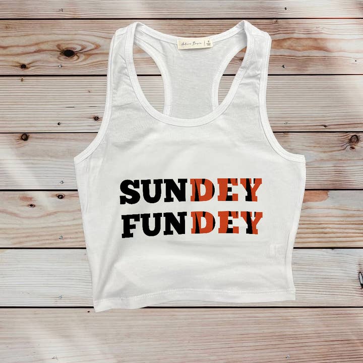 Sundey Fundey Football Crop Tank for wholesale by Free Spirit