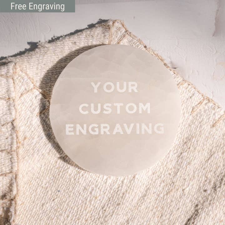 Selenite Laddningsskiva - MÅSTE INKLUDERA GRAVYR & FONT för wholesale av The Urban + The Mystic