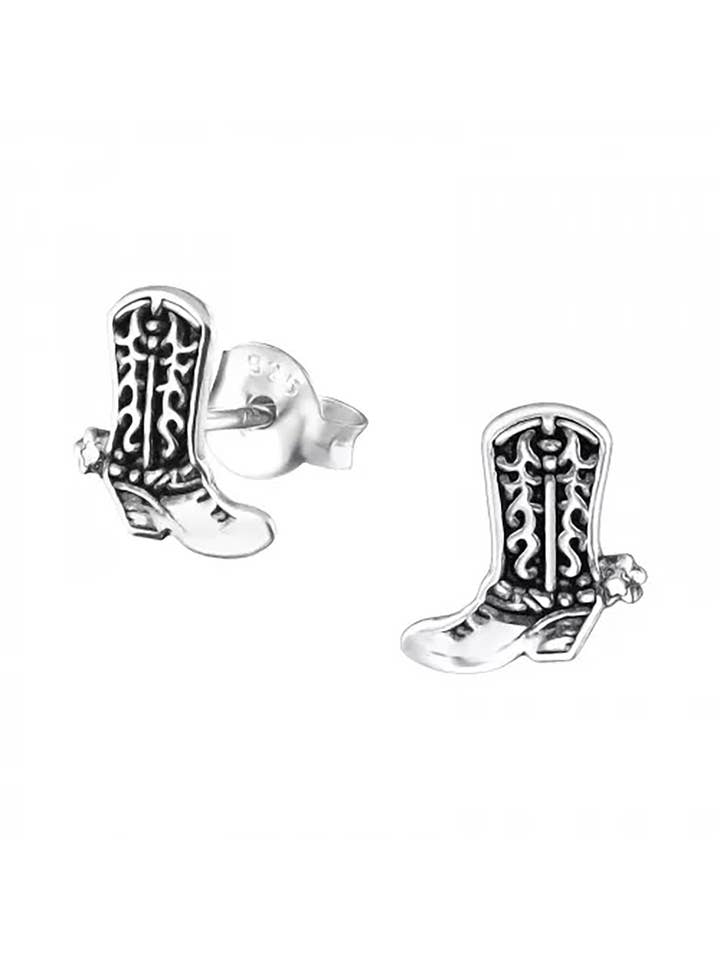 Zilverkleurige Boots Stud Oorbellen - SS voor wholesale door Zoey Simmons