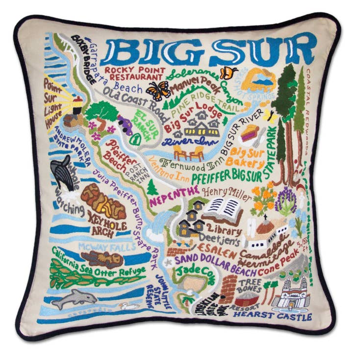 Big Sur Hand-Embroidered Pillow for wholesale by catstudio