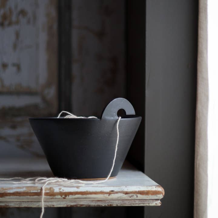 Handmade Ceramic Yarn Bowl in 2 Color Options for wholesale by Gravesco Pottery