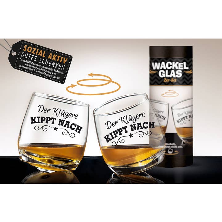 Gilde Handwerk Macrander GmbH & Co. KG - Wholesale Cocktail/Liquor Glass - Glass wobble glass “Klug” set of 2 VE 31
