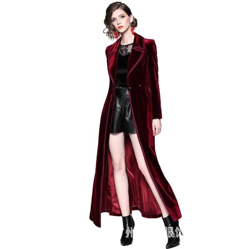 OceanusSwim - Wholesale Coat - Women's - Long Velvet Coat In Solid Color1