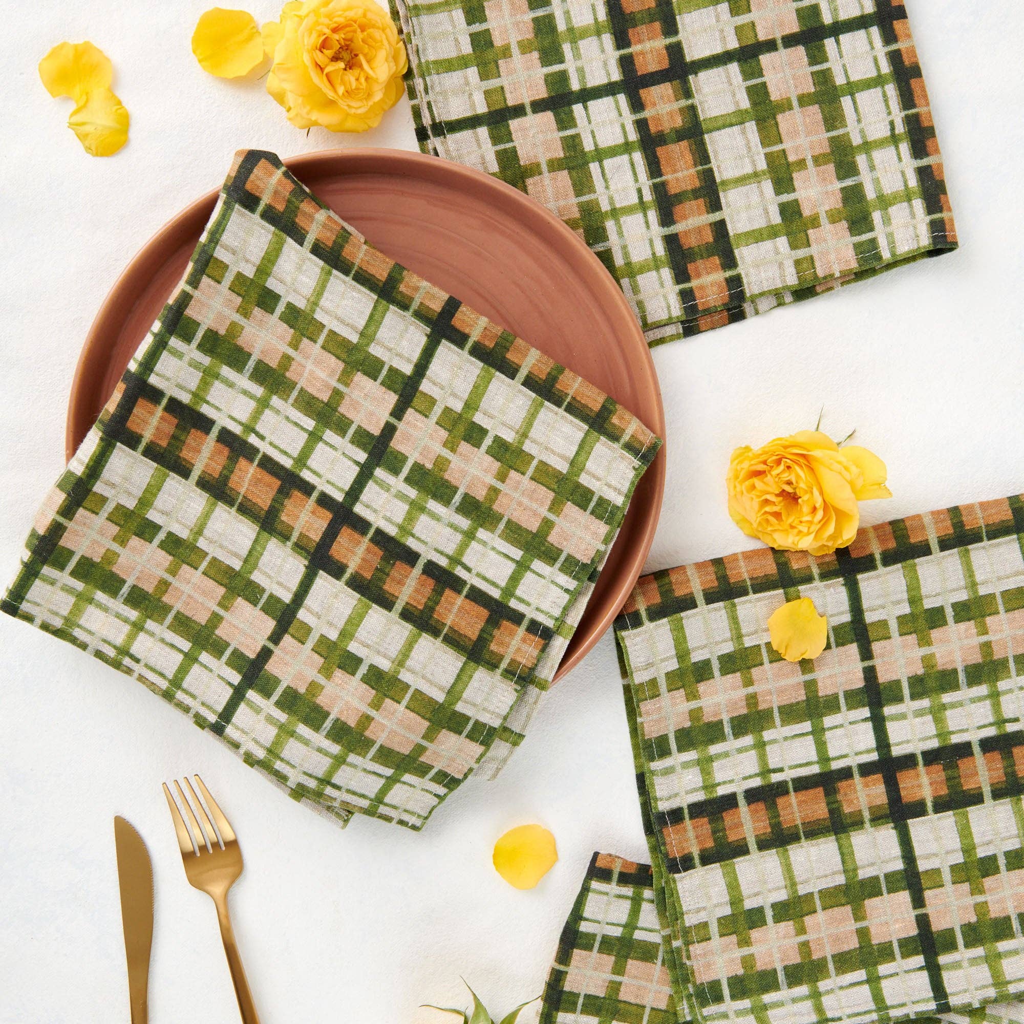 Darling Lemon – Großhandel Papier- & Stoffserviette – Herbstkarierte Abendessenservietten0