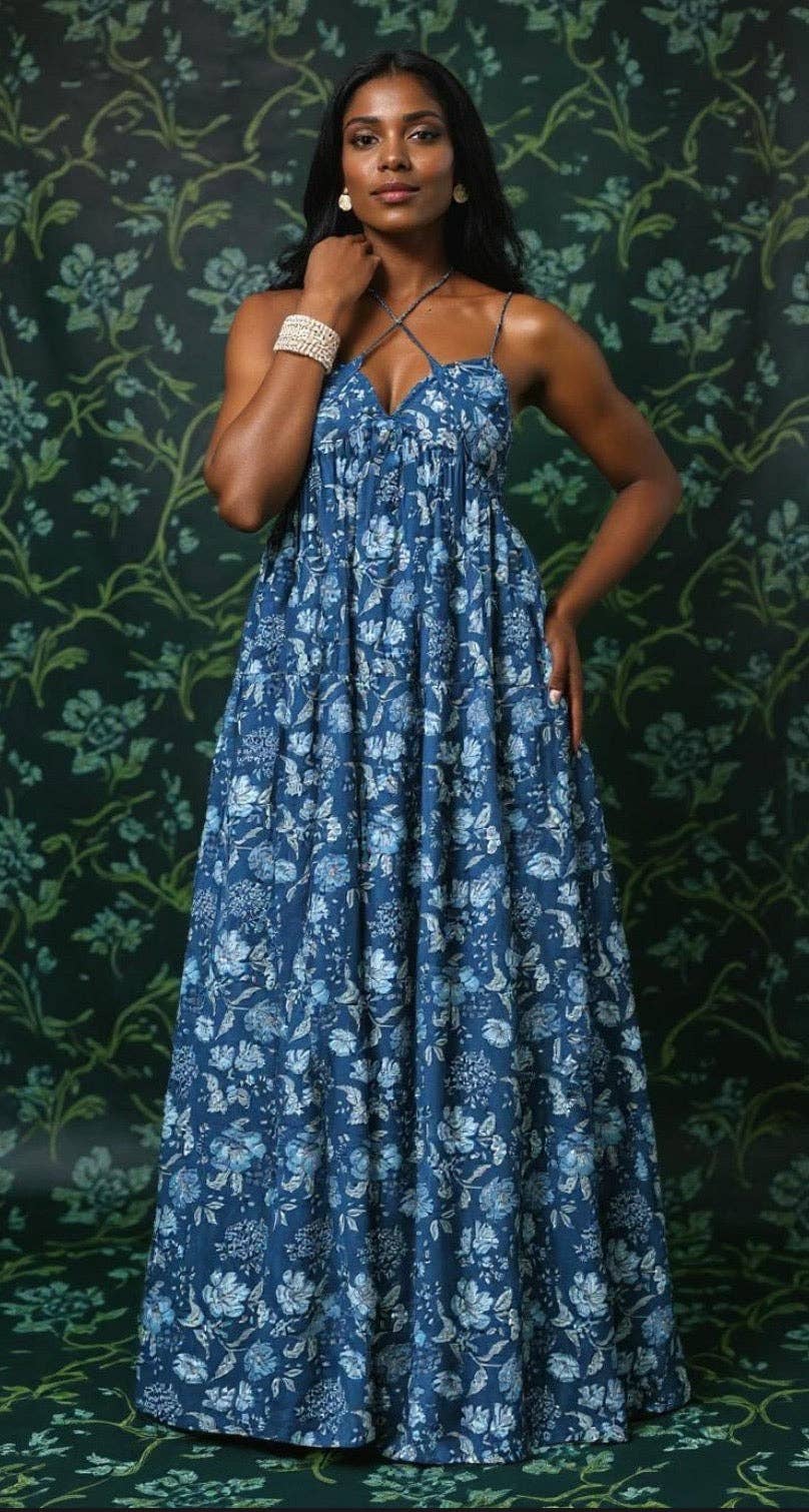 AMRANIS - Wholesale Dress - Women's - Indraneel Block Printed Maxi Dress 0