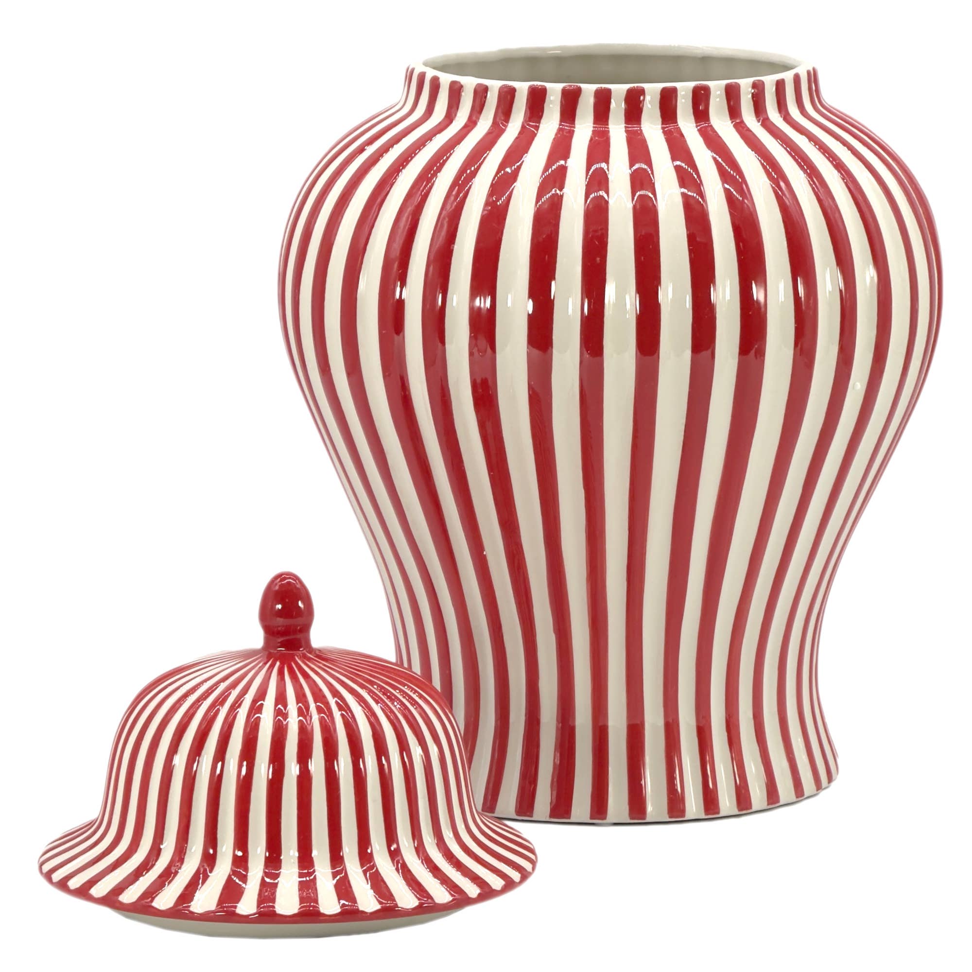 Galt International Company - Wholesale Vase - Candy Cane Striped Ceramic Vase 18"5