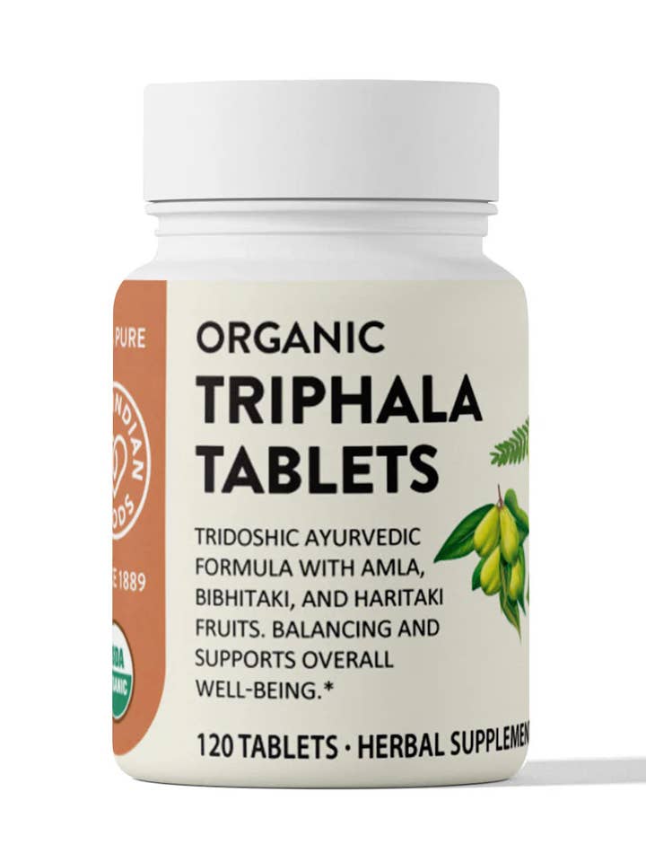 Organic Triphala Tablets (120 ct) for wholesale by Pure Indian Foods