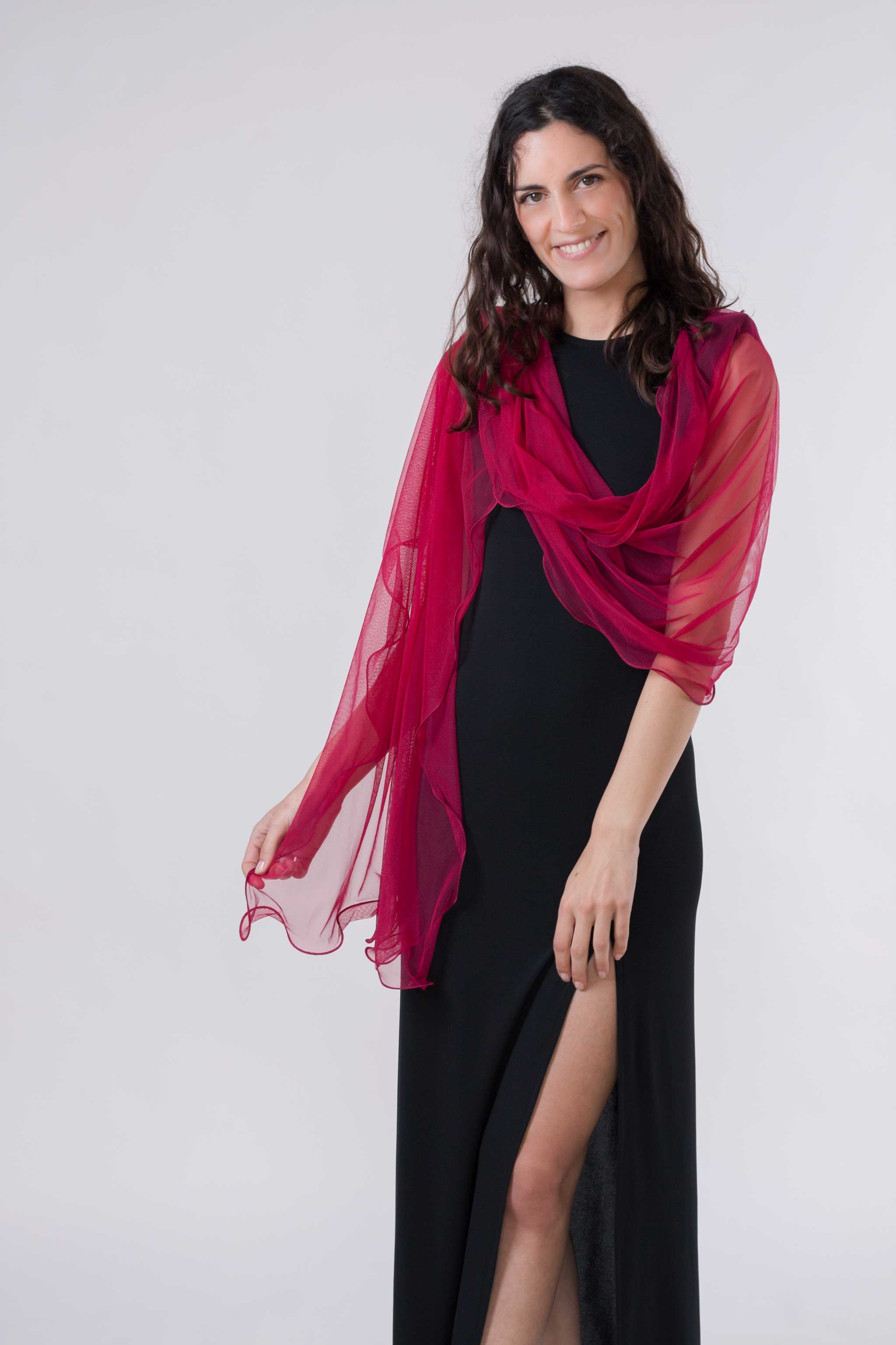 MR Complements - Vente Écharpe – femme - Châle en tulle grande taille aux bords ondulés15