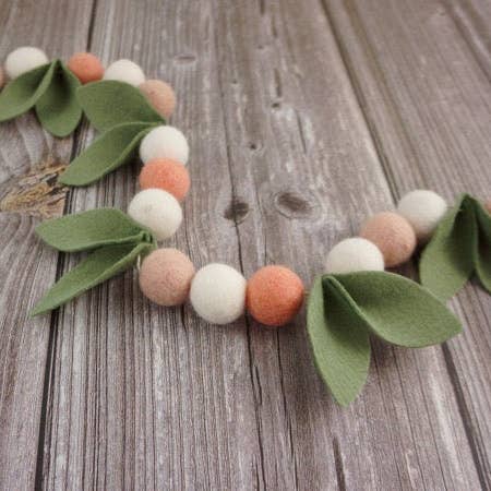 Blush Bloom Garland - Wool felt pom pom garland for wholesale by AKUKU