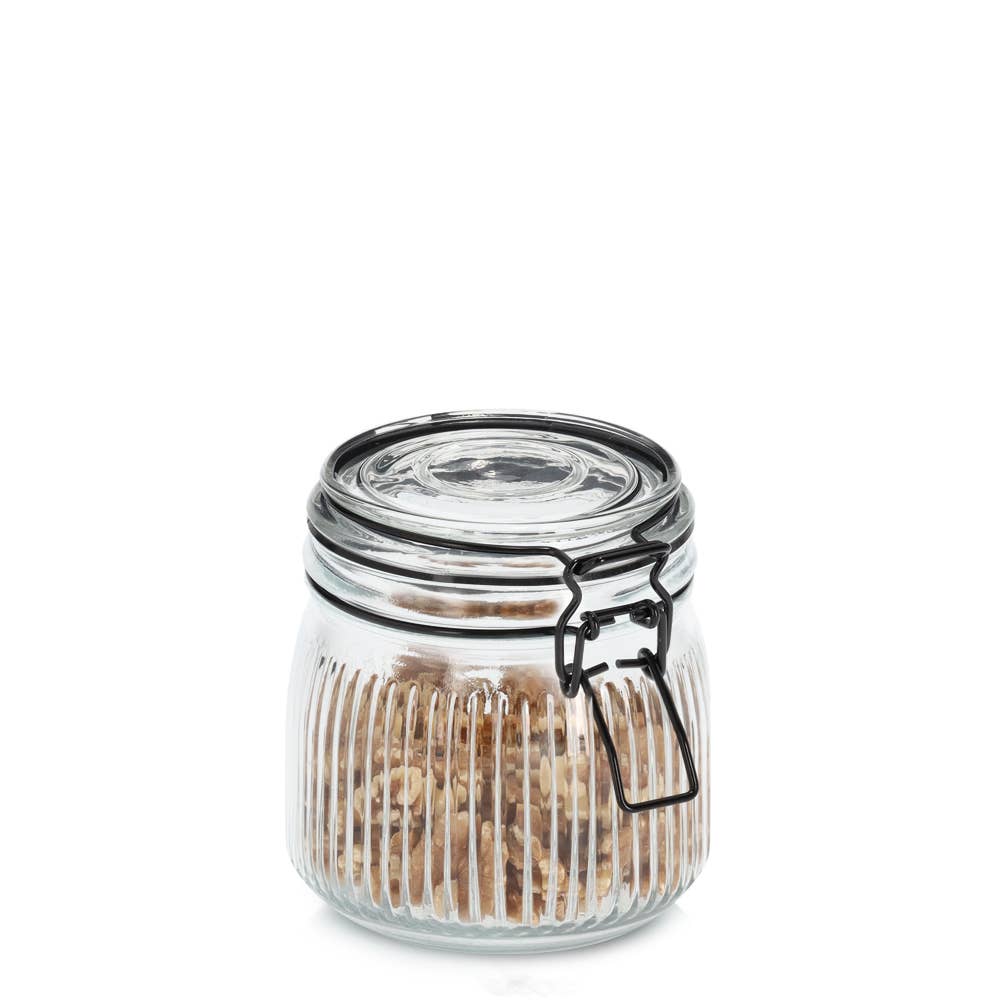 Transparent/Svart Förvaringsburk med bygel, 550 ml för wholesale på Faire1