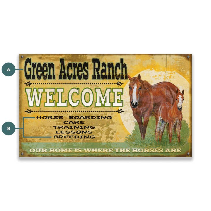 Old Wood Signs - Wholesale Sign - Welcome to the Horse Ranch - Wood & Metal Wall Art4