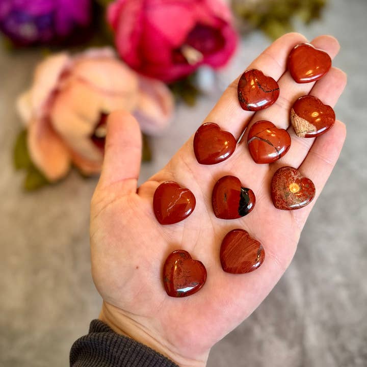 Mandala Gems - Vendita all'ingrosso Pietra/cristallo spirituale - Cuori di Cristallo da 2 cm per San Valentino, Scegli tra Diaspro Rosso, Fluorite, Corniola, Quarzo Rosa, Agata Muschiata, Giallo1