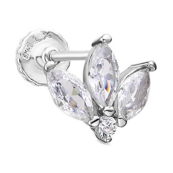 Piercing Luxenter aus 925er Sterlingsilber und funkelndem Zirkonia, rhodiniert - Nasao für den Großhandel von Luxenter