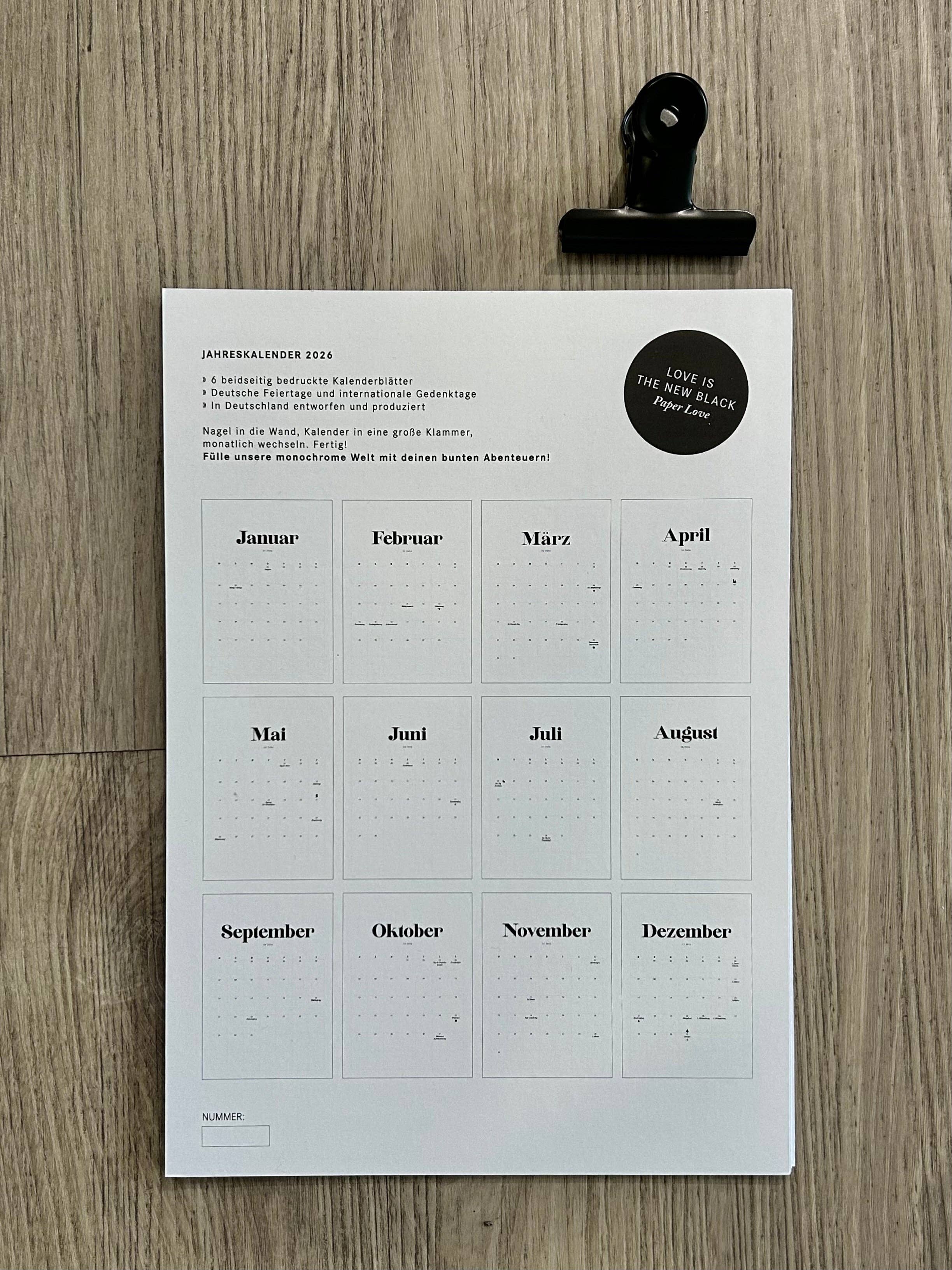 Love is the new black – Calendário por atacado – Calendário 202610