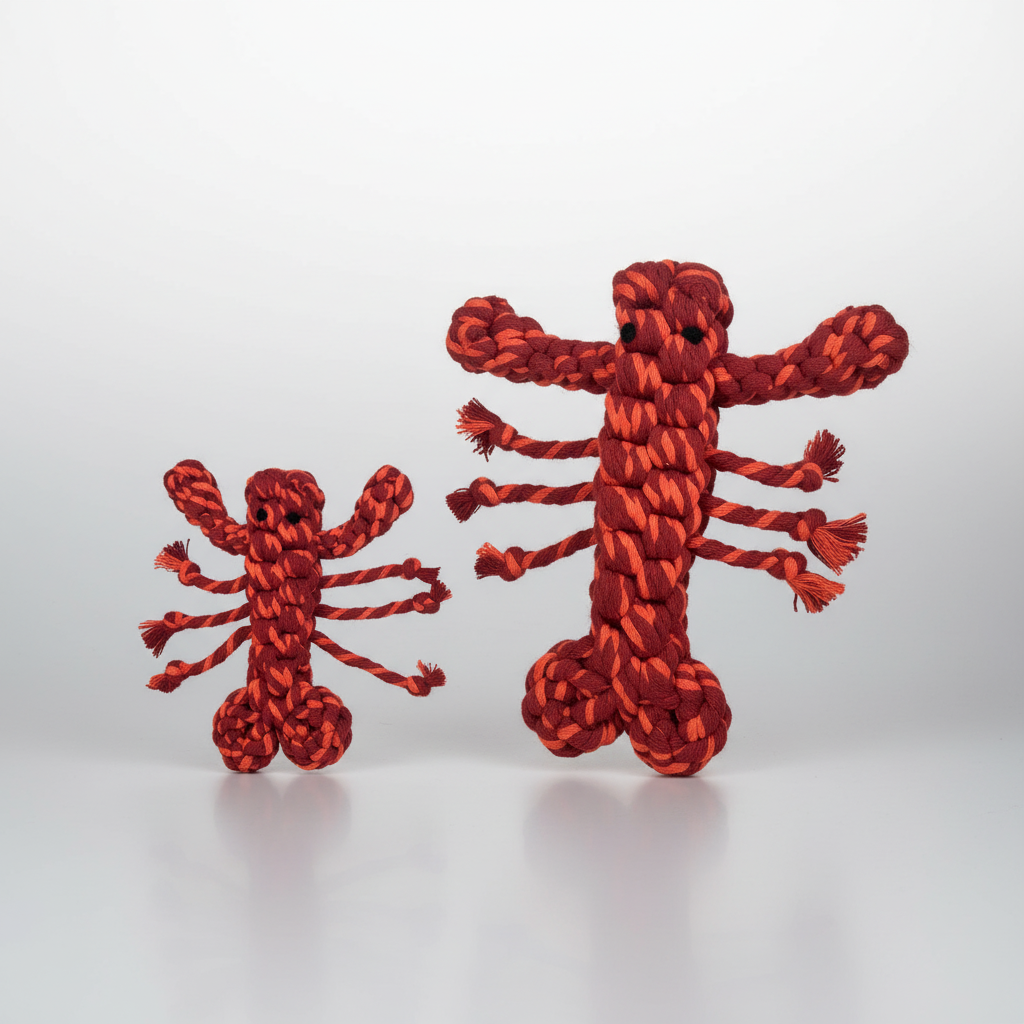 Monli Handcrafted Pet Toys – Engroshandel Tovlegetøj - Hund – Nyhed: Coral Pop Hummer Kæledyrslegetøj | Tykere og Stærkere4