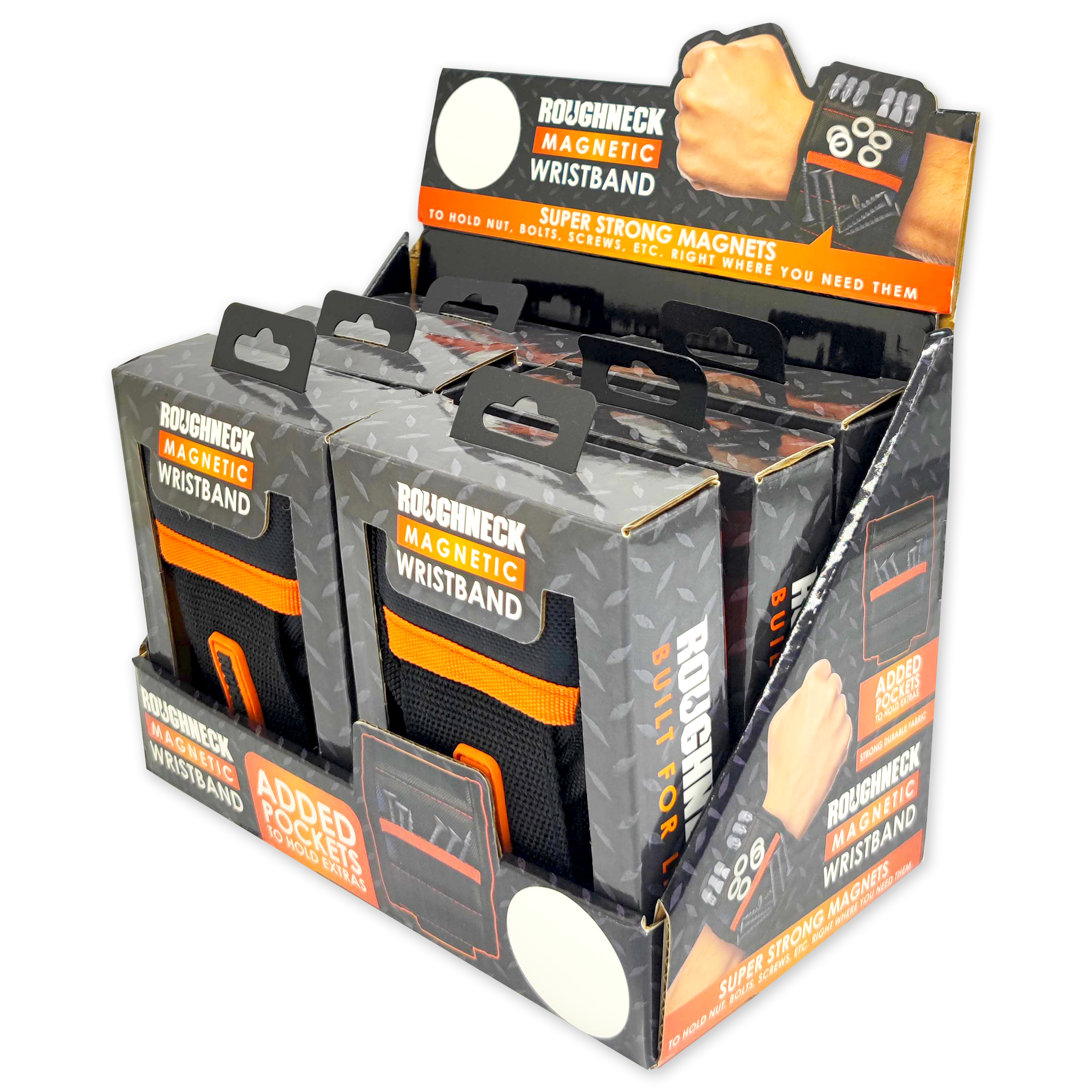 Novelty Brands - Wholesale Tool Set - Roughneck Magnetic Wristband Tool Holder - 6/Display4