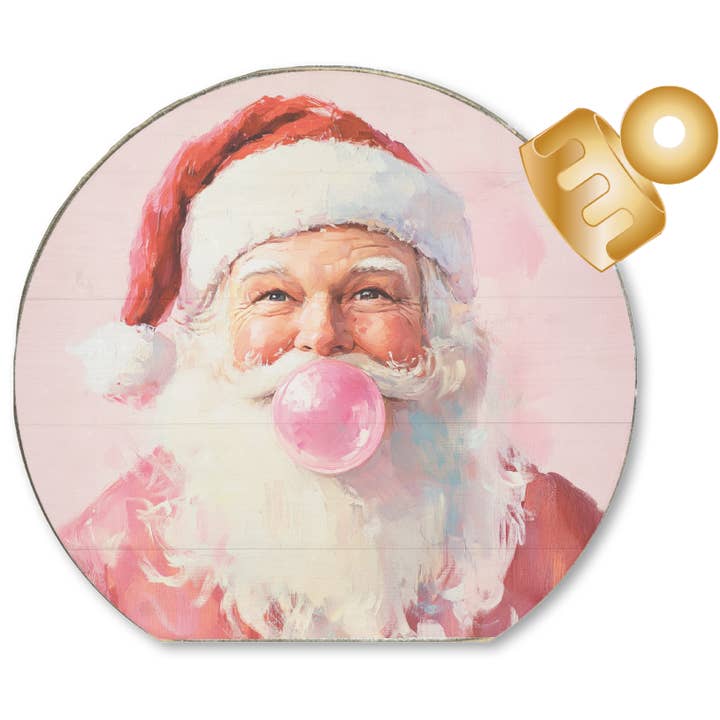 ORNAMENT DECORATIVE TABLETOP SITTER- BUBBLE GUM PINK SANTA for wholesale by Jarmz Designs