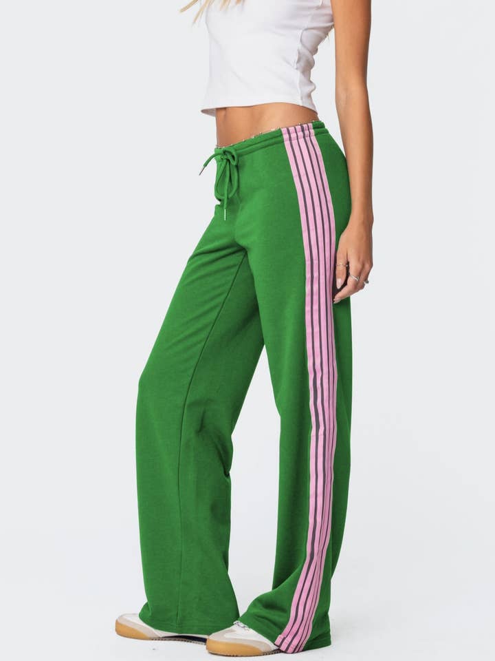 Workout sweatpants striped wide-leg pants for wholesale by Rosa Clothing