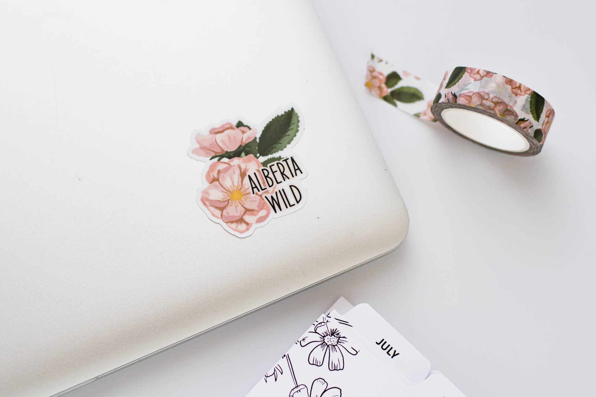 Jaybee Design - Wholesale Sticker - Alberta Wild Rose Floral Matte Vinyl Sticker1