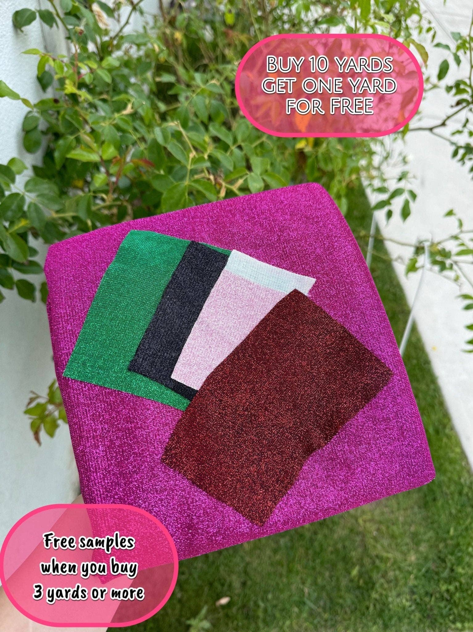 GalaTextile – wholesale Tygrulle – Fuchsia Shimmer Lurex stickat tyg från Yard Knit Fuchsia Lyxigt gnistrande tyg Spandex Glitter, Sparkle Aftonbrudklänningar, Bakgrunder, Rosetter9