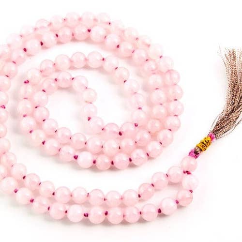Rose Quartz Knotted Prayer Mala for wholesale by The Reiki Shop