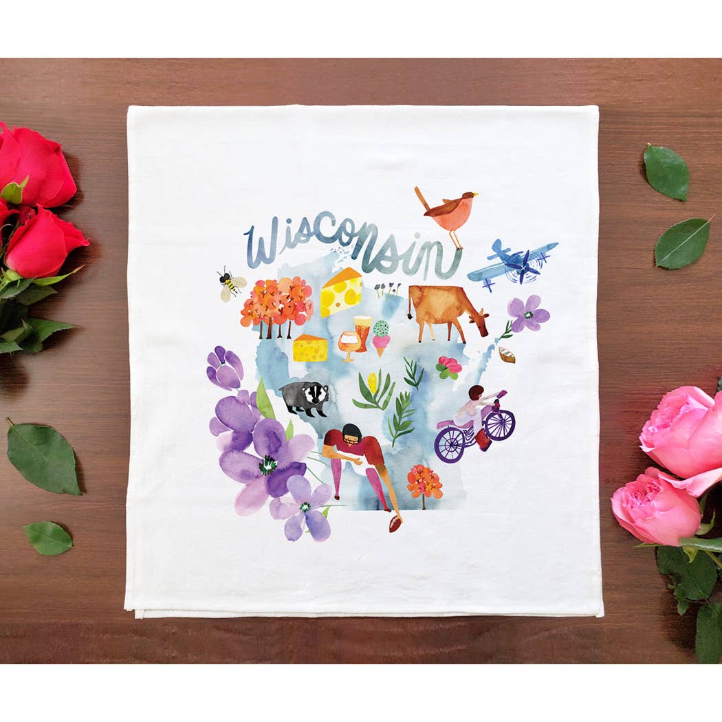 Allport Editions - Vente Torchons - Série de serviettes avec cartes à l'aquarelle - découvrez les 28 États !21