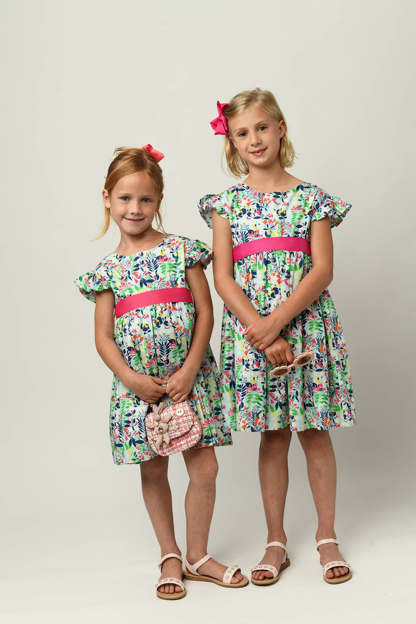 Minna - Wholesale Dress - Kids -  Ruffle Sleeve Classic Party Dress - Vibrant Florals 14