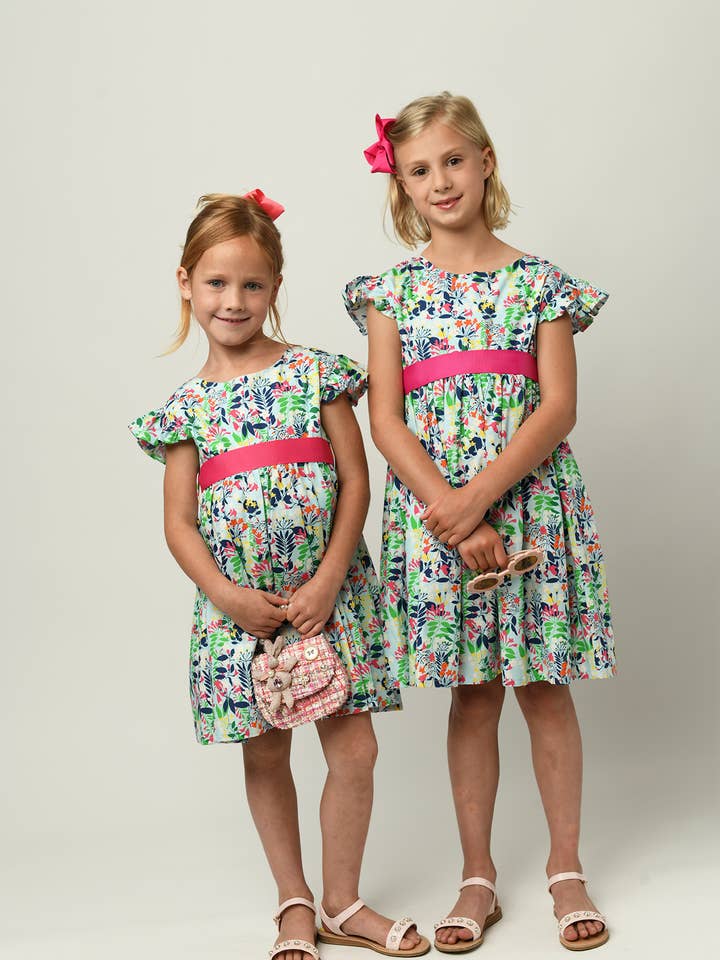 Minna - Wholesale Dress - Kids - Ruffle Sleeve Classic Party Dress - Vibrant Florals 14