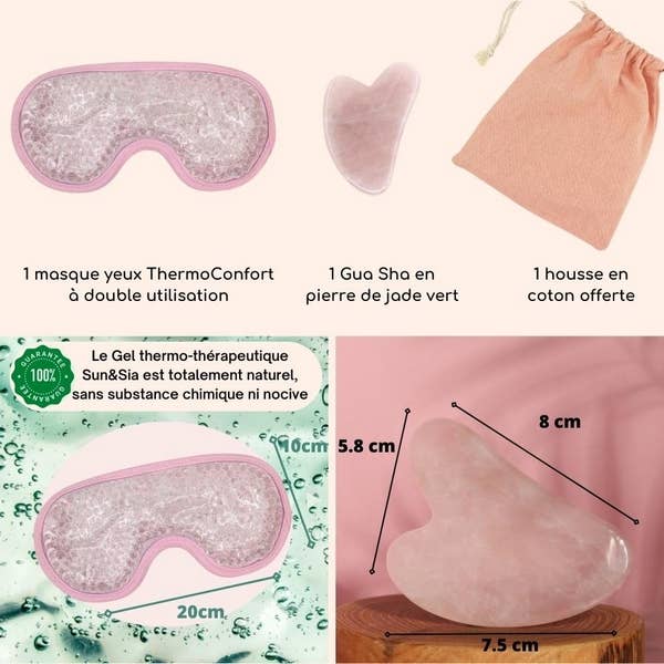 Zen'Arome – Großhandel Augenmasken – ThermoComfort & Gua Sha Pinquarz-Augenmasken-Set mit Etui